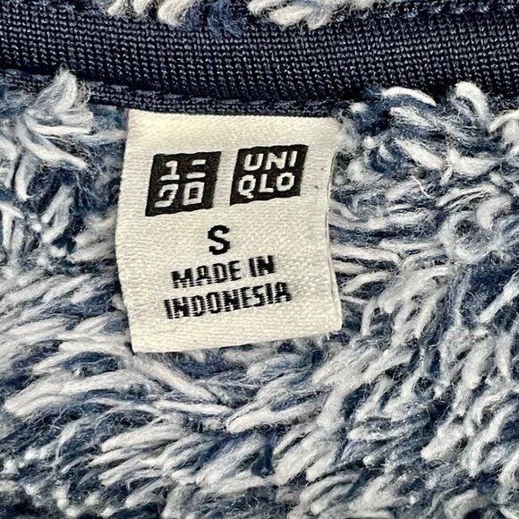 UNIQLO Deep Pile Fleece Crew Neck Sweatshirt Top Navy and White Mottled Womens S - Picture 4 of 11